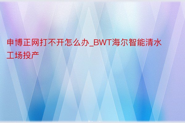 申博正网打不开怎么办_BWT海尔智能清水工场投产